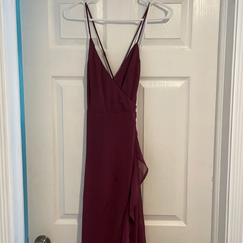 Plum lace up high-low maxi